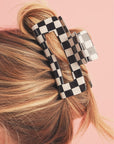 Black Checkered Print Hollow Out Hair Clip - Toi ‘n’ Moi Ltd
