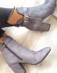Buckle Faux Suede Ankle Boots - Toi ‘n’ Moi Ltd