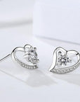 925 Sterling Silver Crystal Heart Pendant Necklace Stud Earrings Womens Gift - Toi ‘n’ Moi Ltd