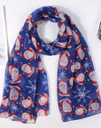 Womens Ladies Christmas Festive Scarf Santa Claus Snowman Print Winter Gifts UK - Toi ‘n’ Moi Ltd