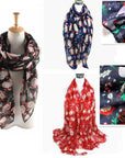 Womens Ladies Christmas Festive Scarf Santa Claus Snowman Print Winter Gifts UK - Toi ‘n’ Moi Ltd