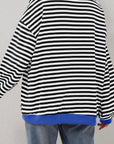 Black Stripe Oversized Contrast Trim Pullover Sweatshirt - Toi ‘n’ Moi Ltd