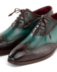 Paul Parkman Brown & Green Patina Leather Wingtip Oxford Shoes (ID