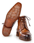 Paul Parkman Men's Brown Burnished Leather Cap Toe Boots (ID
