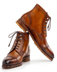 Paul Parkman Men's Brown Burnished Leather Cap Toe Boots (ID