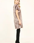 Short Sleeve Crushed Velvet Tunic Dress