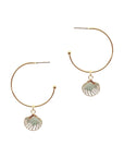 Metal Epoxy Seashell Hoop Round Earrings