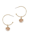 Metal Epoxy Seashell Hoop Round Earrings