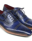 Paul Parkman Men's Captoe Navy Blue Hand Painted Oxfords (ID