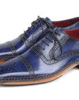 Paul Parkman Men's Captoe Navy Blue Hand Painted Oxfords (ID