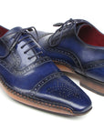 Paul Parkman Men's Captoe Navy Blue Hand Painted Oxfords (ID