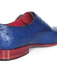 Paul Parkman Sax Blue Genuine Ostrich Double Monkstraps (ID