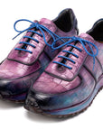 Paul Parkman Men's Blue & Purple Textured Leather Sneakers (ID