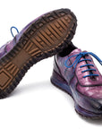 Paul Parkman Men's Blue & Purple Textured Leather Sneakers (ID