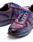 Paul Parkman Men's Blue & Purple Textured Leather Sneakers (ID