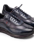 Paul Parkman Men's Navy & Gray Patina Leather Sneakers (ID