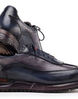 Paul Parkman Men's Navy & Gray Patina Leather Sneakers (ID