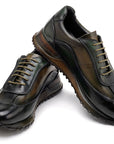 Paul Parkman Men's Green Patina Leather Sneakers (ID