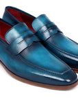 Paul Parkman Men's Penny Loafer Blue & Turquoise Calfskin (ID