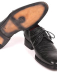 Paul Parkman Black Crocodile Embossed Calfskin Goodyear Welted Derby Shoes (ID