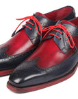 Paul Parkman Goodyear Welted Wingtip Derby Shoes Navy & Bordeaux (ID