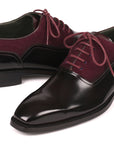 Paul Parkman Men's Burgundy Suede & Black Patent Oxfords (ID