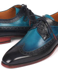 Paul Parkman Men's Blue Dual Tone Wingtip Derby Shoes (ID