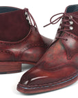 Paul Parkman Men's Norwegian Welted Wingtip Leather and Suede Boots (ID