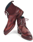 Paul Parkman Men's Norwegian Welted Wingtip Leather and Suede Boots (ID
