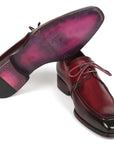 Paul Parkman Bordeaux Leather Apron Derby Shoes For Men (ID