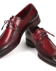 Paul Parkman Bordeaux Leather Apron Derby Shoes For Men (ID