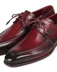 Paul Parkman Bordeaux Leather Apron Derby Shoes For Men (ID