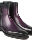 Paul Parkman Purple Burnished Side Zipper Boots Goodyear Welted (ID
