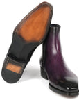 Paul Parkman Purple Burnished Side Zipper Boots Goodyear Welted (ID