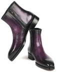 Paul Parkman Purple Burnished Side Zipper Boots Goodyear Welted (ID