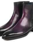Paul Parkman Purple Burnished Side Zipper Boots Goodyear Welted (ID