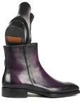 Paul Parkman Purple Burnished Side Zipper Boots Goodyear Welted (ID