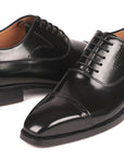 Paul Parkman Goodyear Welted Cap Toe Oxfords Black Polished Leather (ID