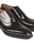 Paul Parkman Goodyear Welted Cap Toe Oxfords Black Polished Leather (ID