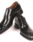 Paul Parkman Goodyear Welted Cap Toe Oxfords Black Polished Leather (ID