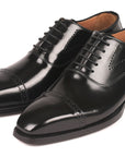 Paul Parkman Goodyear Welted Cap Toe Oxfords Black Polished Leather (ID