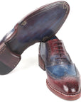 Paul Parkman Goodyear Welted Two Tone Wingtip Oxfords Blue & Bordeaux (ID