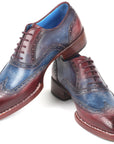 Paul Parkman Goodyear Welted Two Tone Wingtip Oxfords Blue & Bordeaux (ID