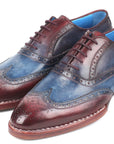 Paul Parkman Goodyear Welted Two Tone Wingtip Oxfords Blue & Bordeaux (ID