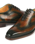 Paul Parkman Goodyear Welted Men's Brown & Green Oxford Shoes (ID