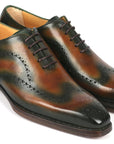 Paul Parkman Goodyear Welted Men's Brown & Green Oxford Shoes (ID
