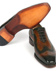 Paul Parkman Goodyear Welted Men's Brown & Green Oxford Shoes (ID