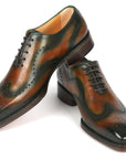 Paul Parkman Goodyear Welted Men's Brown & Green Oxford Shoes (ID