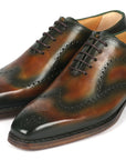 Paul Parkman Goodyear Welted Men's Brown & Green Oxford Shoes (ID