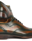 Paul Parkman Goodyear Welted Men's Brown & Green Oxford Shoes (ID